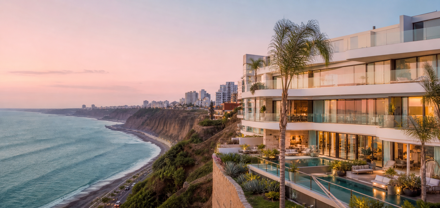Hotel-Marino sobre la Costa Verde con vista al océano